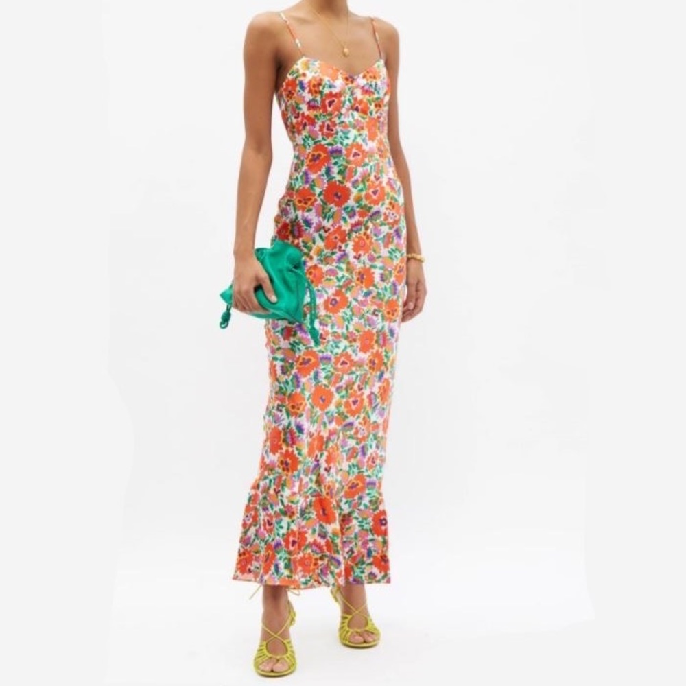 SALONI Floral Silk Dress (Size US 4)